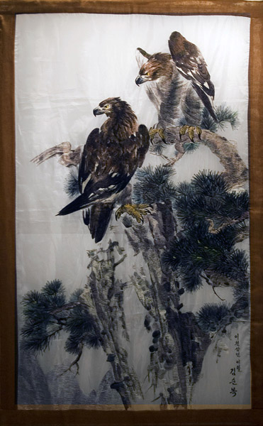 Eagles
By Kim Sun Bok 
Hand made Embrodiery on silk
120x72cms
�2,000
